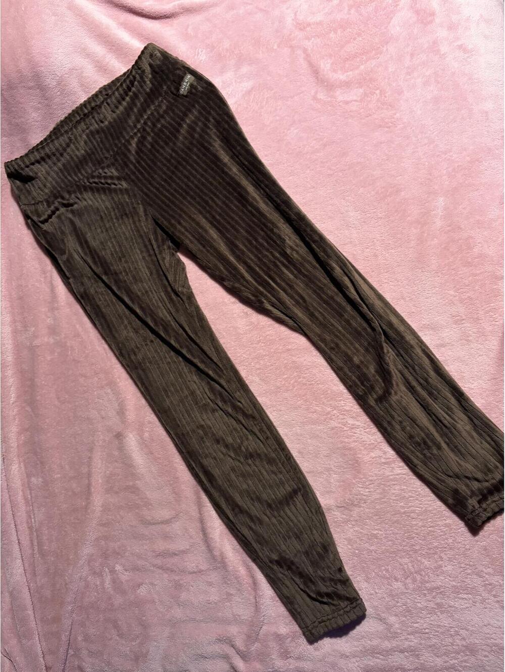 Danskin Brown Ribbed Velvet Leggings Size M